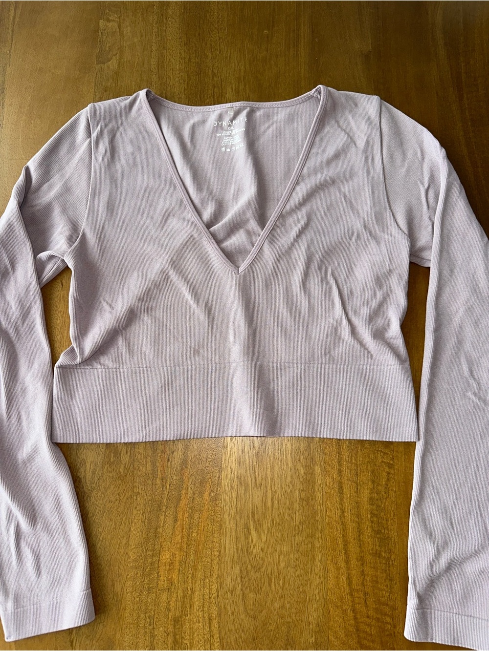 Lilac V-Neck Long Sleeve Cropped Top - Dynamite